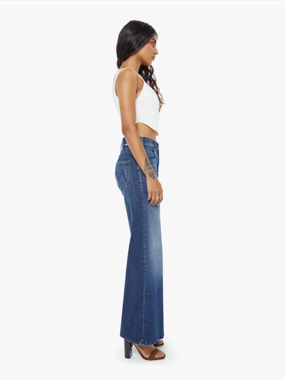 MOTHER The Lil Hustler 70's High Rise Wide Leg Roller Skimp Heirloom Size 34P - Picture 2 of 12